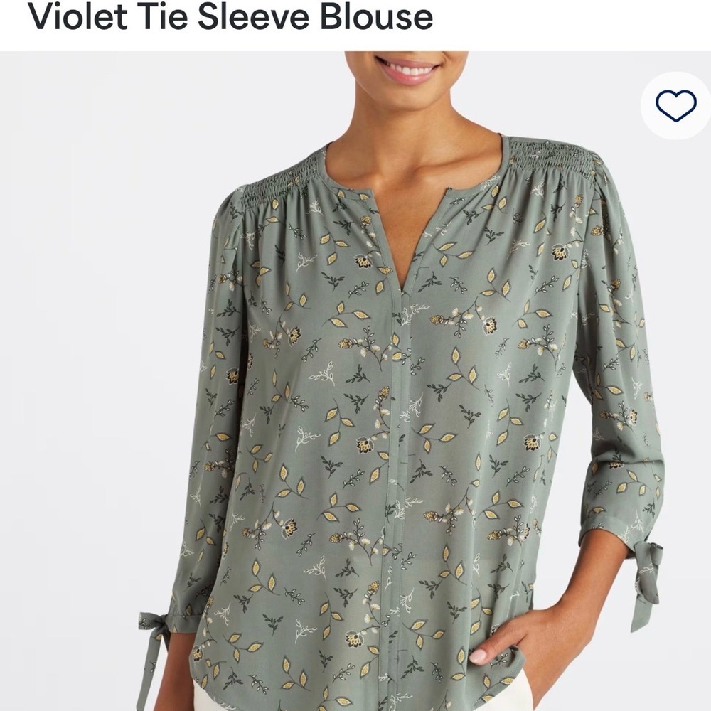 41 Hawthorn Sage Floral Tie Sleeve Blouse
